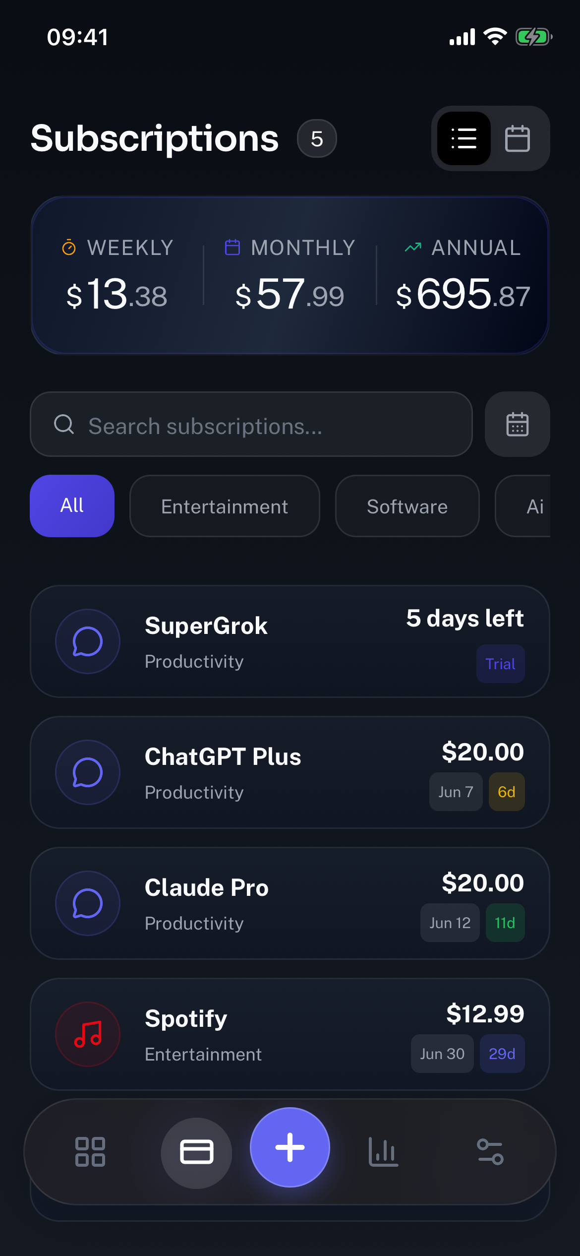 Subby subscriptions list