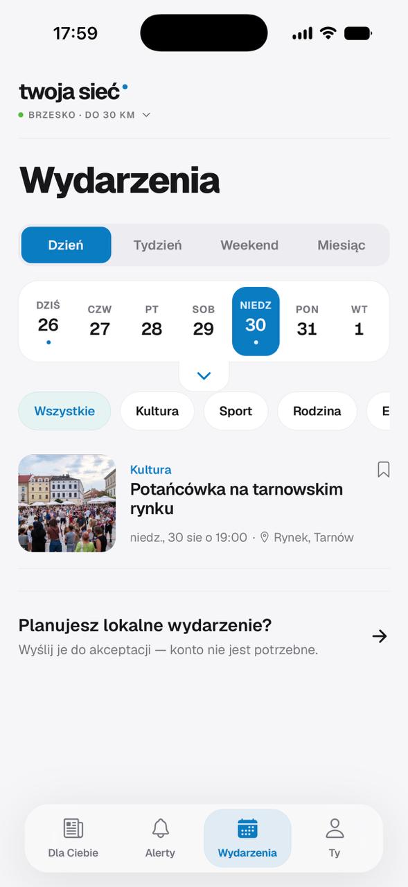 Twoja Sieć local events calendar