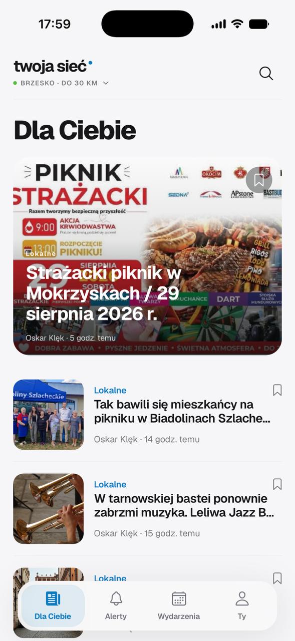 Twoja Sieć personalized local news feed