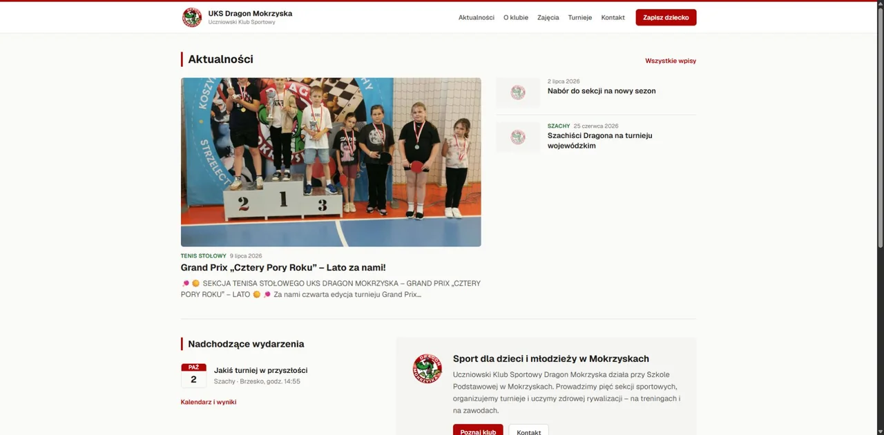 UKS Dragon Mokrzyska sports club website