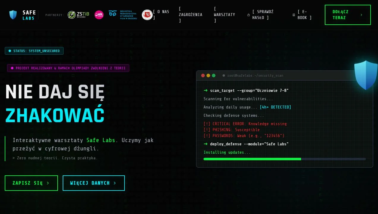 Safe Labs cybersecurity workshops website