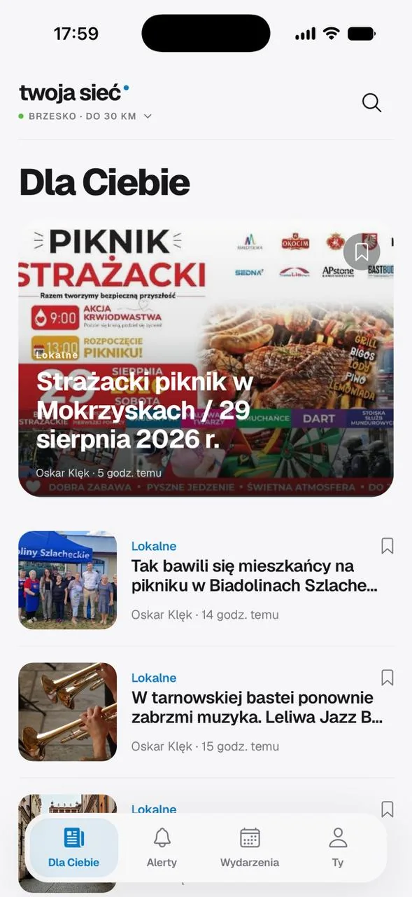 Twoja Sieć personalized local news feed